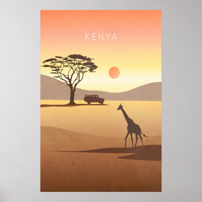 Affiche de voyage minimaliste Kenya (Devant)