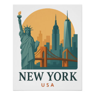 Affiche de voyage minimaliste vintage de la ville