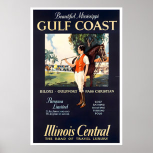 Affiche de voyage Mississippi Polo Art Côte du Gol