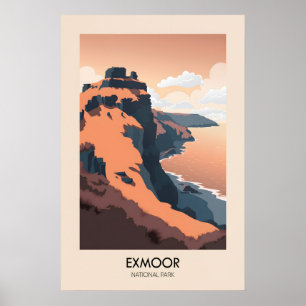Affiche de voyage moderne du parc national d'Exmoo