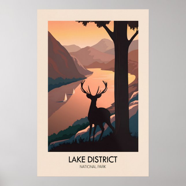 Affiche de voyage moderne du parc national du Lake (Devant)