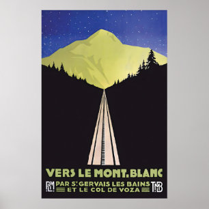 Affiche de voyage Mont Blanc Vintage Alpes françai