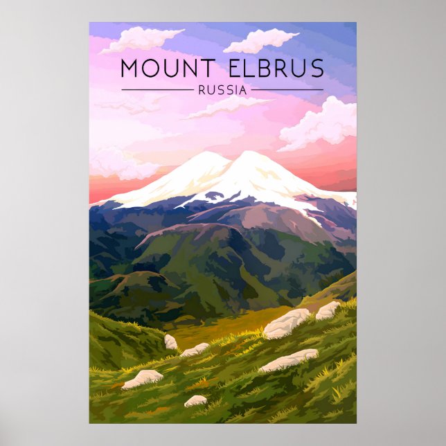 Affiche de voyage Mont Elbrus Russie (Devant)