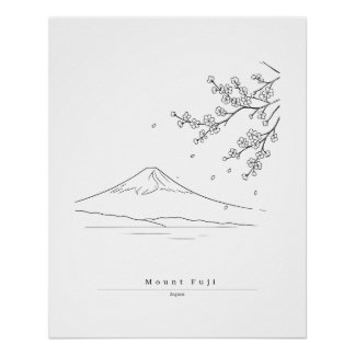 Affiche de voyage Mont Fuji Japon minimaliste en l