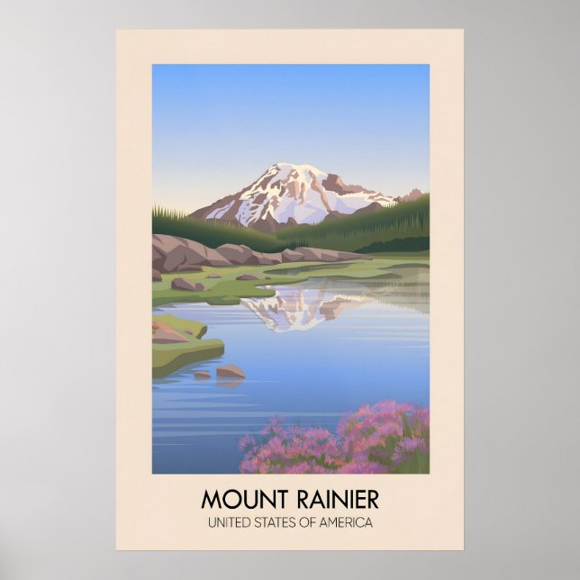 Affiche de voyage Mont Rainier États-Unis (Devant)