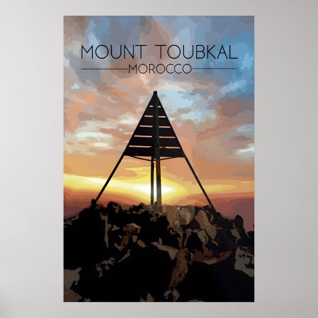 Affiche de voyage Mont Toubkal Maroc (Devant)