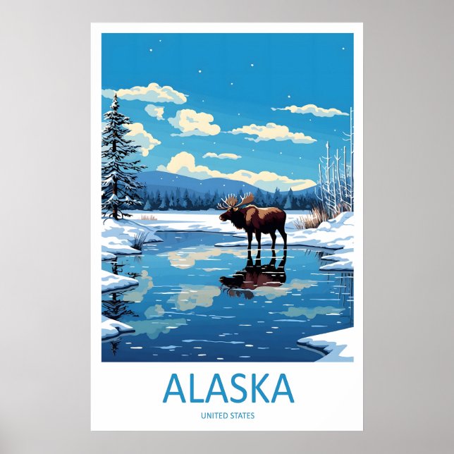 Affiche de voyage nationale de ski en Alaska Parc  (Devant)