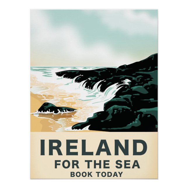Affiche de voyage nautique Irlande "Pour la mer" (Devant)