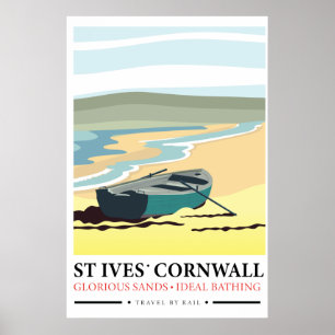 Affiche de voyage nautique St Ives Cornwall.
