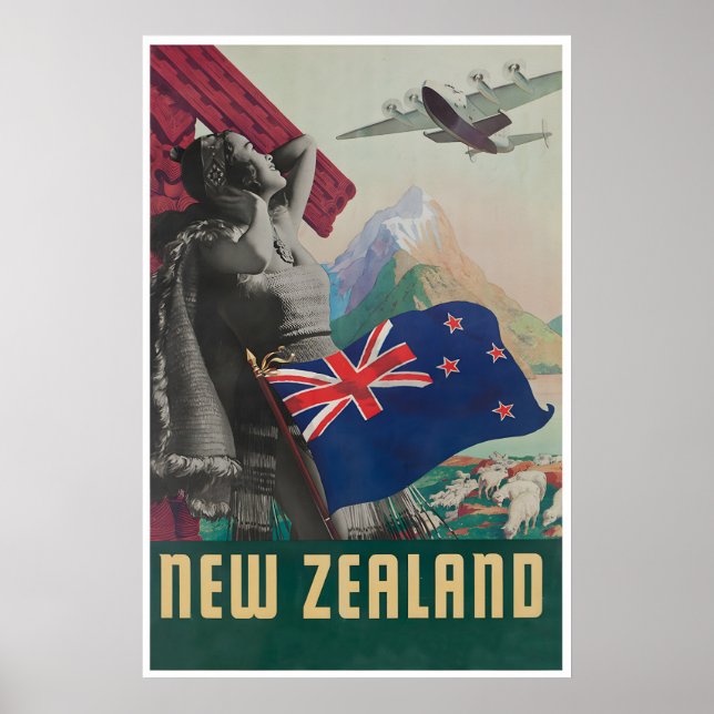 Affiche de voyage Nouvelle-Zélande Impression Drap (Devant)