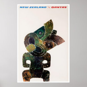 Affiche de voyage Nouvelle-Zélande Qantas Art Prin
