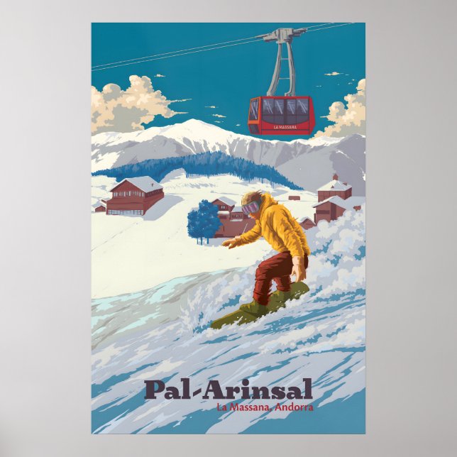 Affiche de voyage Pal Arinsal Andorre Snowboard (Devant)