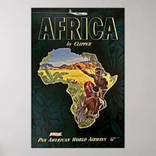 Affiche de voyage Pan Am Impression d'art de carte