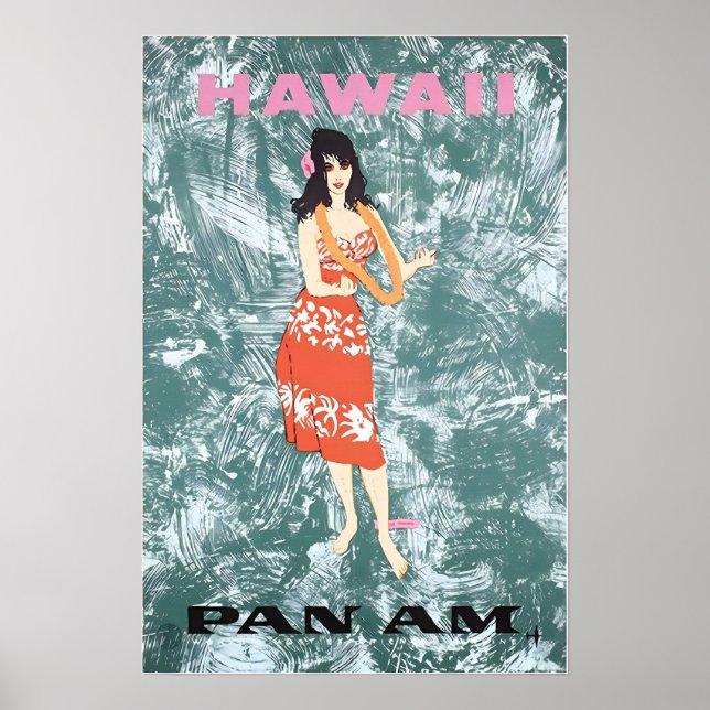Affiche de voyage Pan Am Impression d'art hawaïen  (Devant)