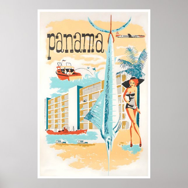 Affiche de voyage Panama Pêche au marlin Art centr (Devant)