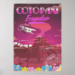 Affiche de voyage par AVION Cotopaxi, Équateur