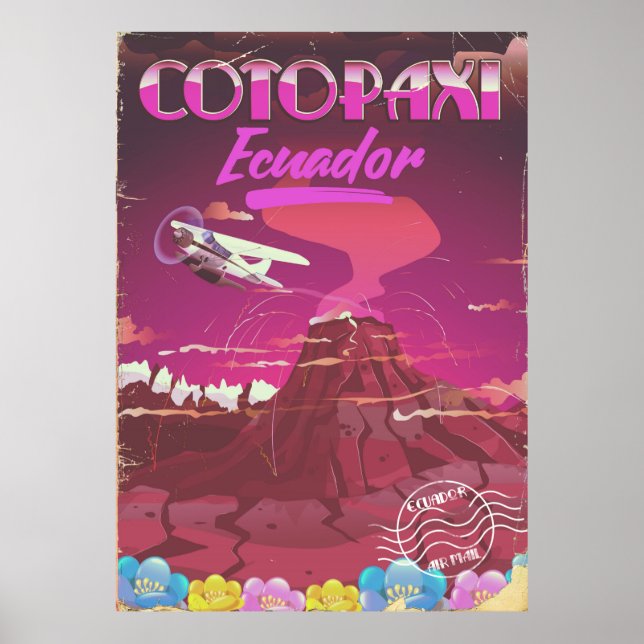Affiche de voyage par AVION Cotopaxi, Équateur (Devant)