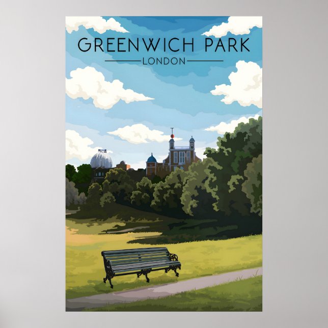 Affiche de voyage Parc de Greenwich Londres (Devant)