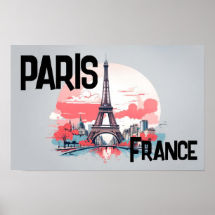 Affiche de voyage Paris France Tour Eiffel