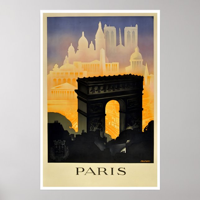 Affiche de voyage Paris Impression France Rétro Fr (Devant)