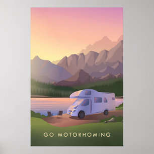 Affiche de voyage Partez en camping-car