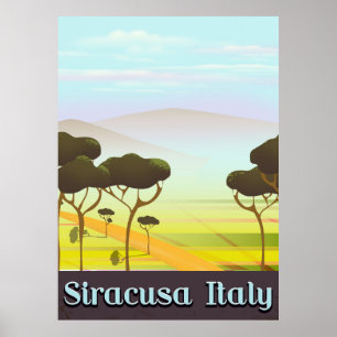 Affiche de voyage paysage de Syracuse Italie.