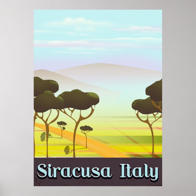 Affiche de voyage paysage de Syracuse Italie. (Devant)