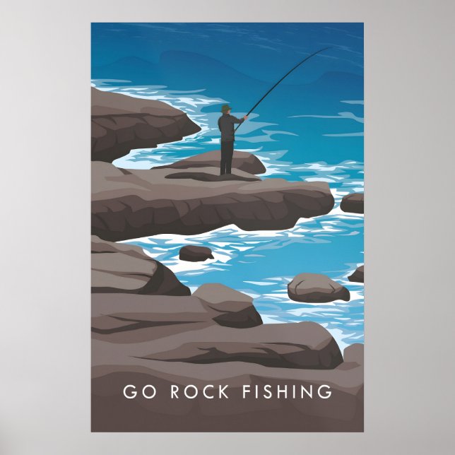 Affiche de voyage : Pêche au rock (Devant)