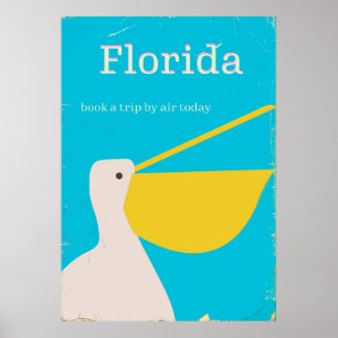 Affiche de voyage Pélican de Floride vintage