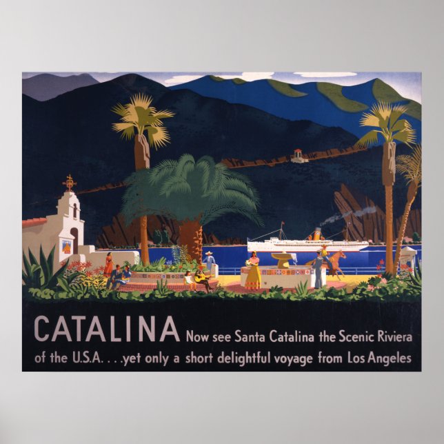 Affiche de voyage - Père Noël Catalina Island, Cal (Devant)