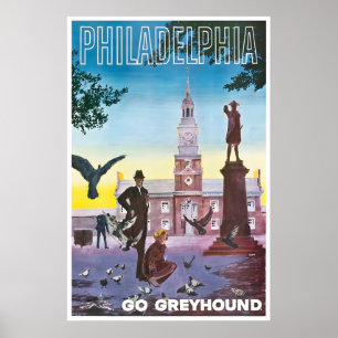 Affiche de voyage Philadelphie Art Philly Go Greyh
