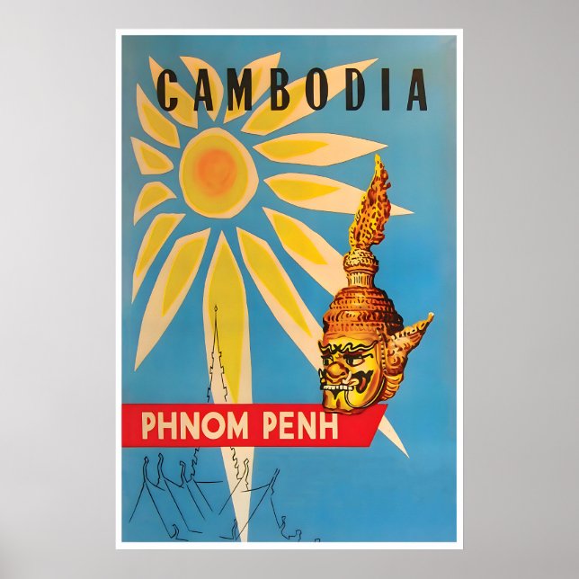Affiche de voyage Phnom Penh Cambodge Impression a (Devant)