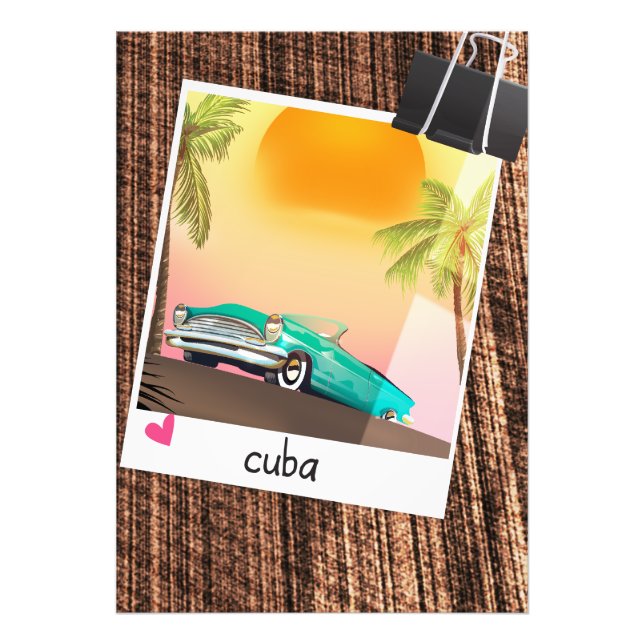Affiche de voyage photo de voiture vintage cubaine (Devant)