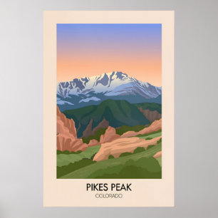 Affiche de voyage Pikes Peak Colorado USA