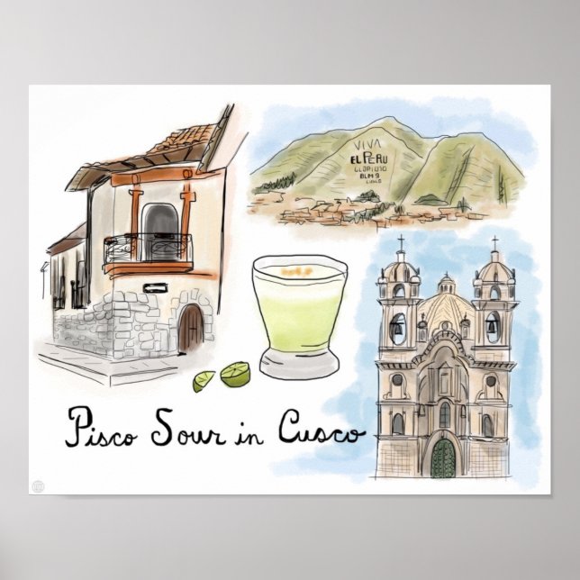 Affiche de voyage : Pisco Sour à Cusco, Pérou (Devant)