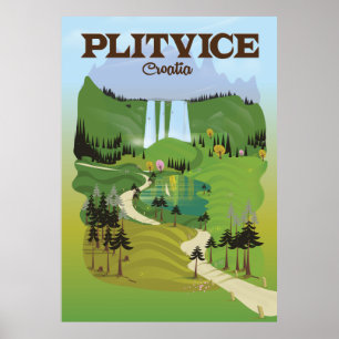 affiche de voyage Plitvice Croatie
