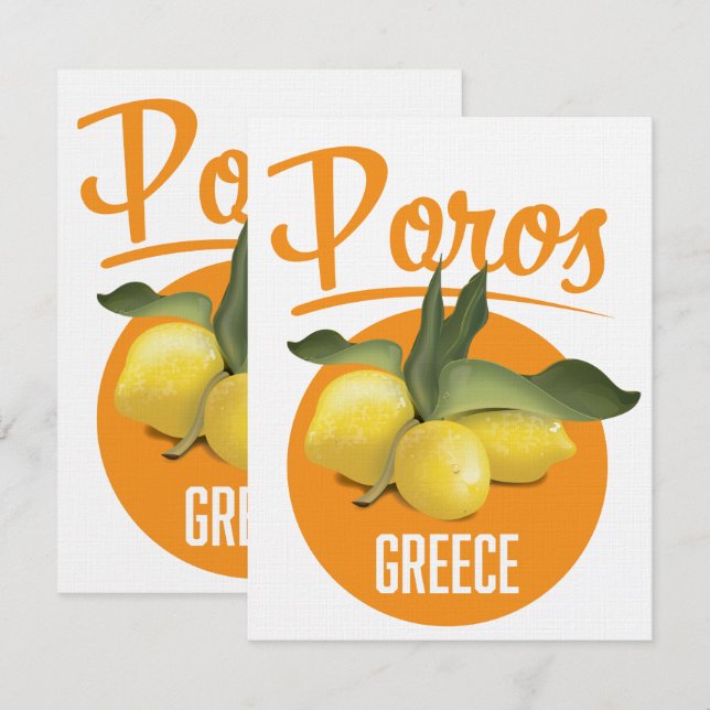 Affiche de voyage Poros Grèce Impression d'art (Devant / Derrière)