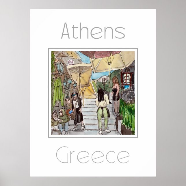 Affiche de voyage pour Athènes Grèce (Devant)