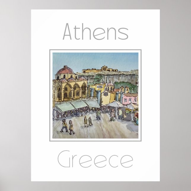 Affiche de voyage pour Athènes Grèce (Devant)