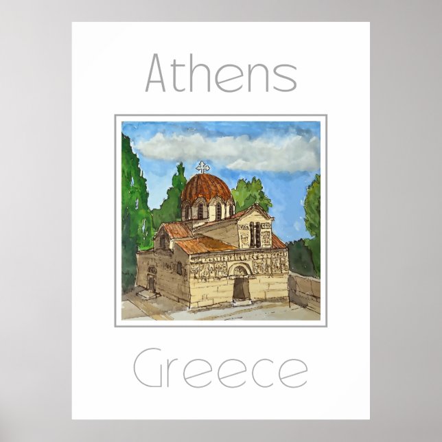 Affiche de voyage pour Athènes Grèce (Devant)