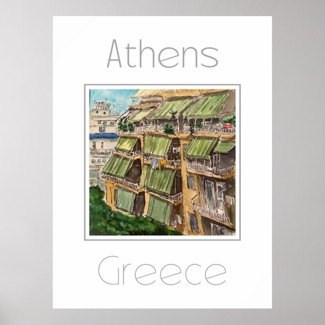Affiche de voyage pour Athènes Grèce (Devant)