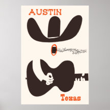 Affiche de voyage pour Austin, Texas.