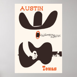 Affiche de voyage pour Austin, Texas.