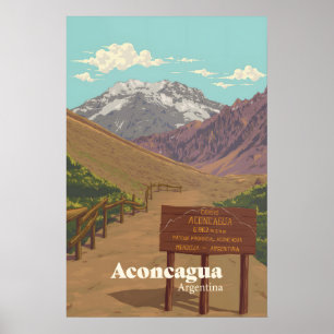 Affiche de voyage pour la montagne Aconcagua