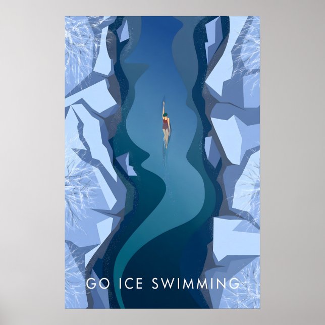Affiche de voyage pour la natation dans la glace (Devant)