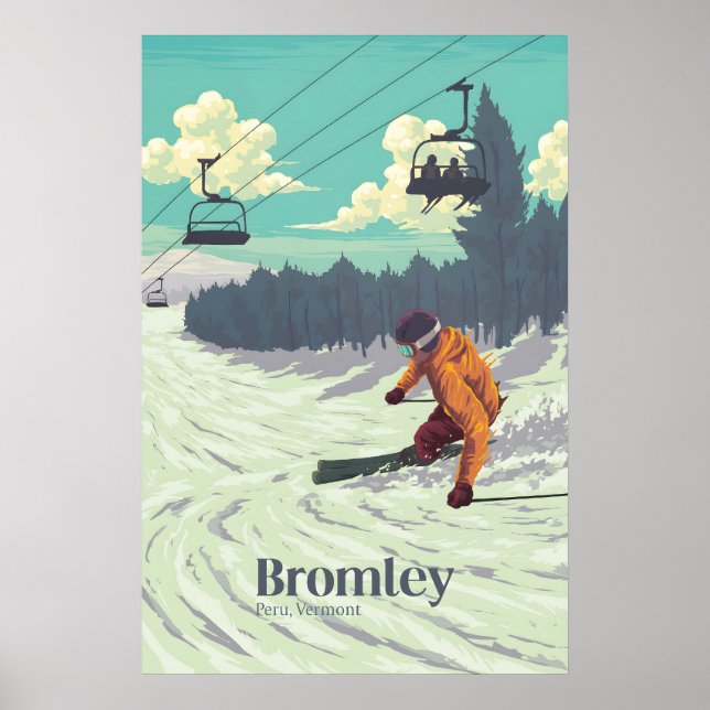 Affiche de voyage pour la station de ski de Bromle (Devant)
