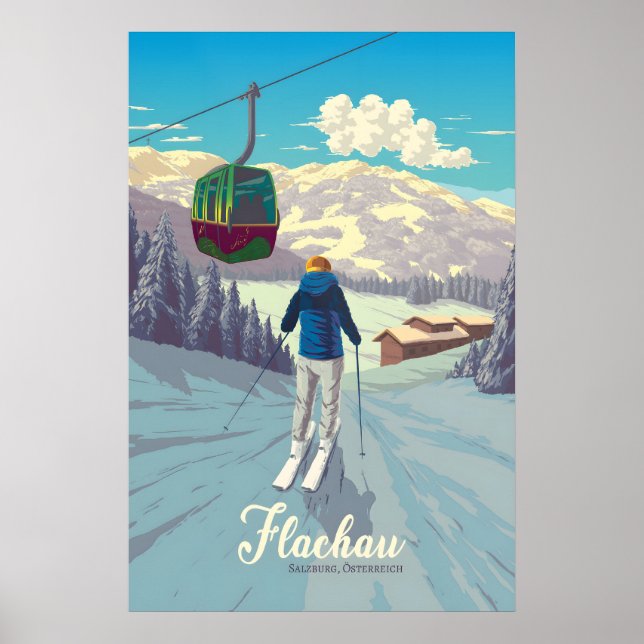 Affiche de voyage pour la station de ski de Flacha (Devant)