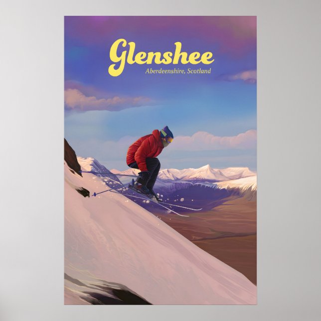 Affiche de voyage pour la station de ski de Glensh (Devant)