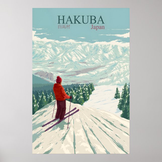 Affiche de voyage pour la station de ski de Hakuba (Devant)