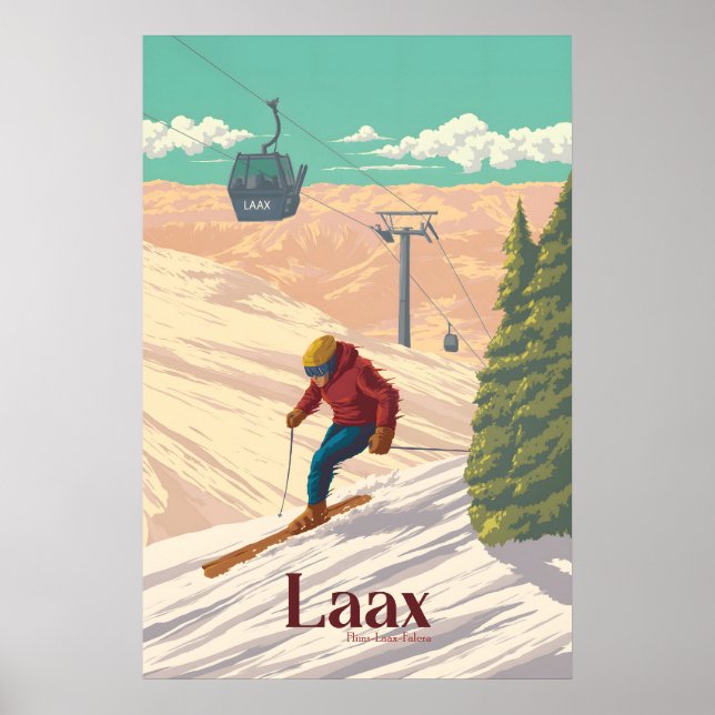 Affiche de voyage pour la station de ski de Laax (Devant)
